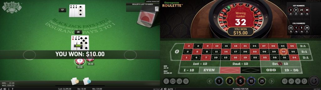 左：Blackjack　右：European Roulette