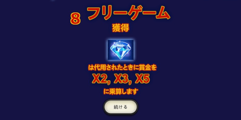 今回は8回のフリースピン