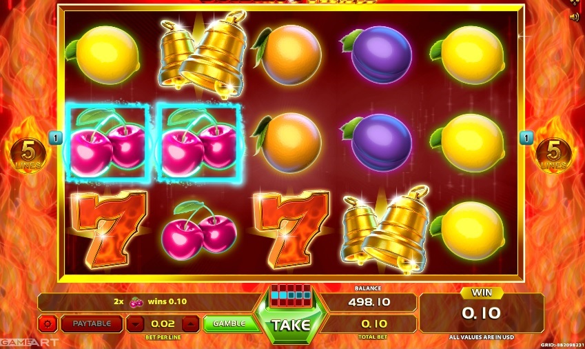 配当を獲得すると「Gamble」のボタンが点灯