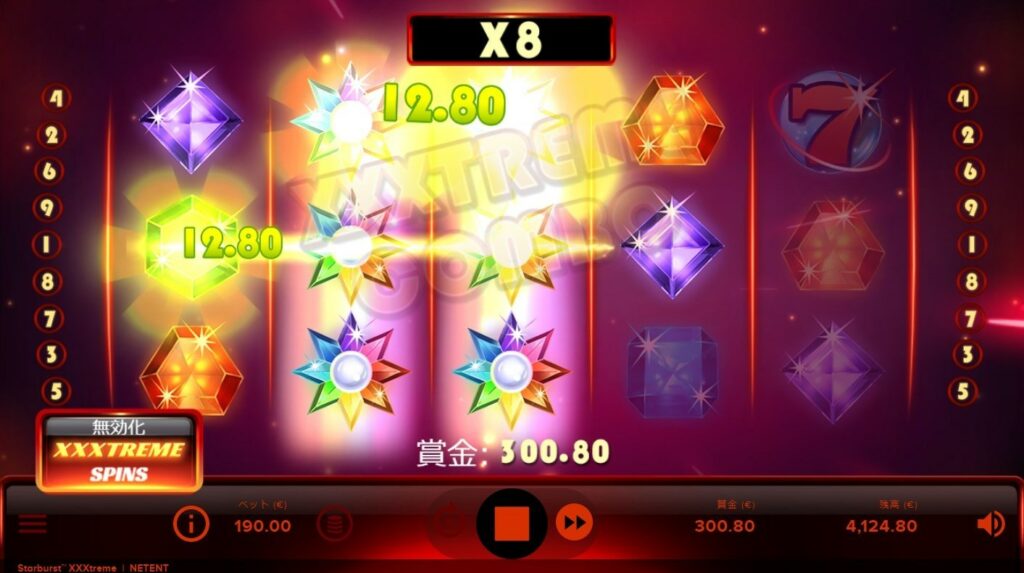 賞金300.80ユーロ獲得！エクストリーム・スピンの賭け額を差し引いて勝利額は110.80ユーロ。