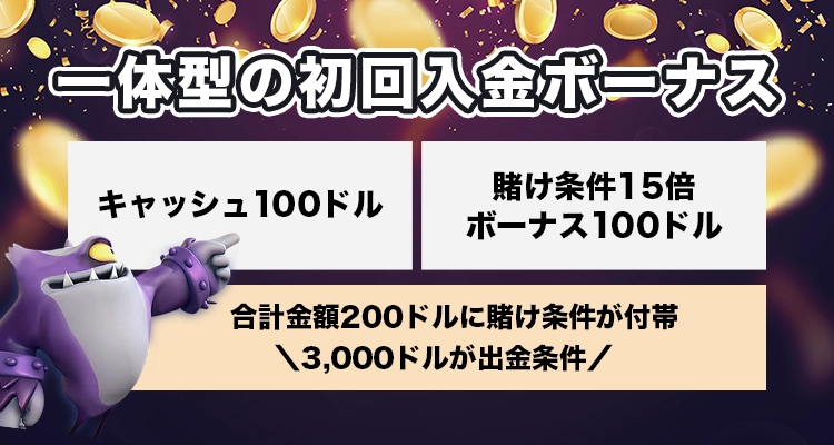 一体型の初回入金ボーナスでの賭け条件