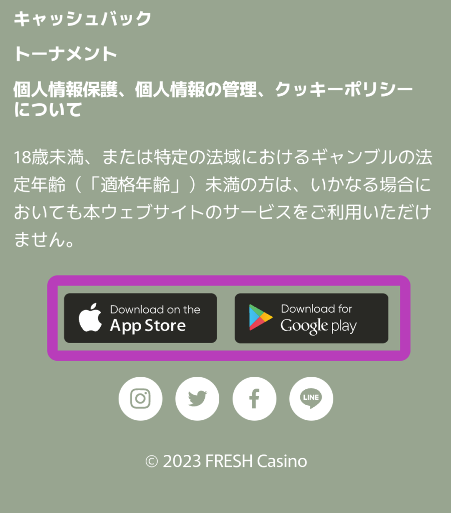 フレッシュカジノ　スマホアプリ