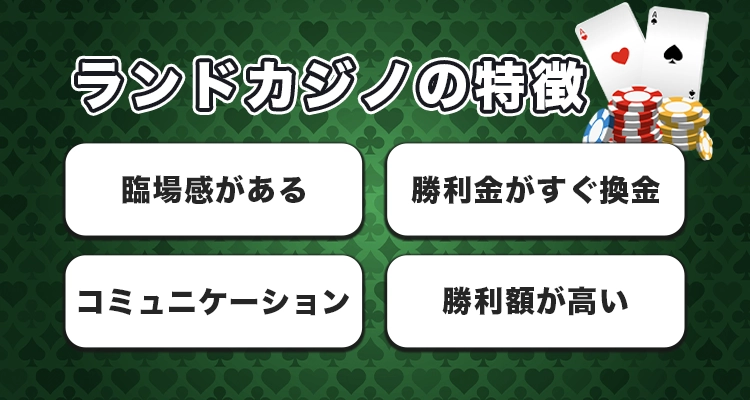 ランドカジノとオンラインカジノの主な違い