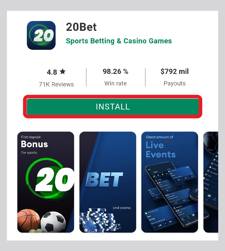 20betのスマホの専用アプリ