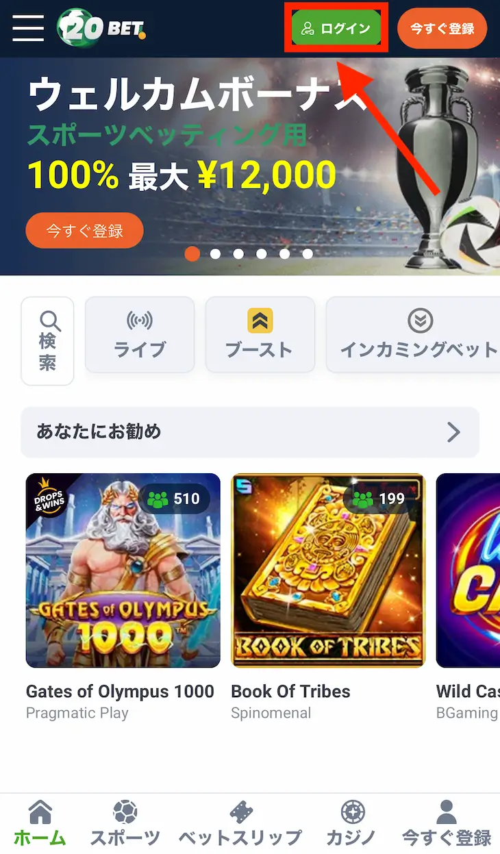20ベットのログイン