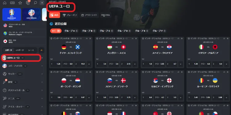 UEFAユーロオッズ