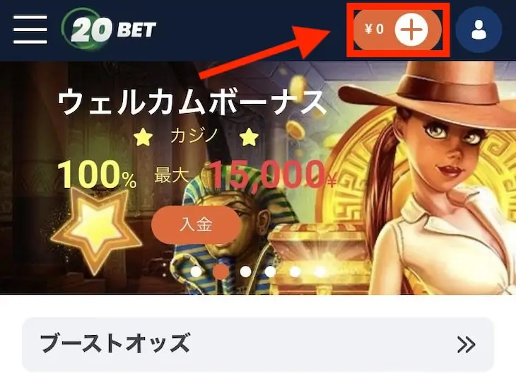 20ベットの入金