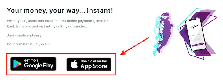 Flykk公式サイトからアプリをダウンロード